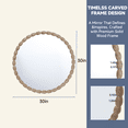 thumbnail image 5 of SANGNI 30" Round Solid Wood Wall Mirror with Carved Beaded Frame for Vanity, Entryway & Living Room, 5 of 9