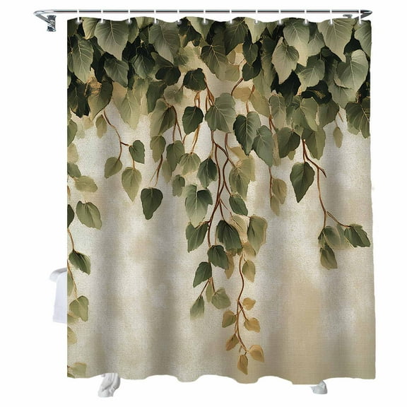 Shower Curtains Green Leaf Bath Curtain Branch Vine Waterproof Bathroom Shower Curtain Set with Hooks Decoration 36 x 72 Inches
