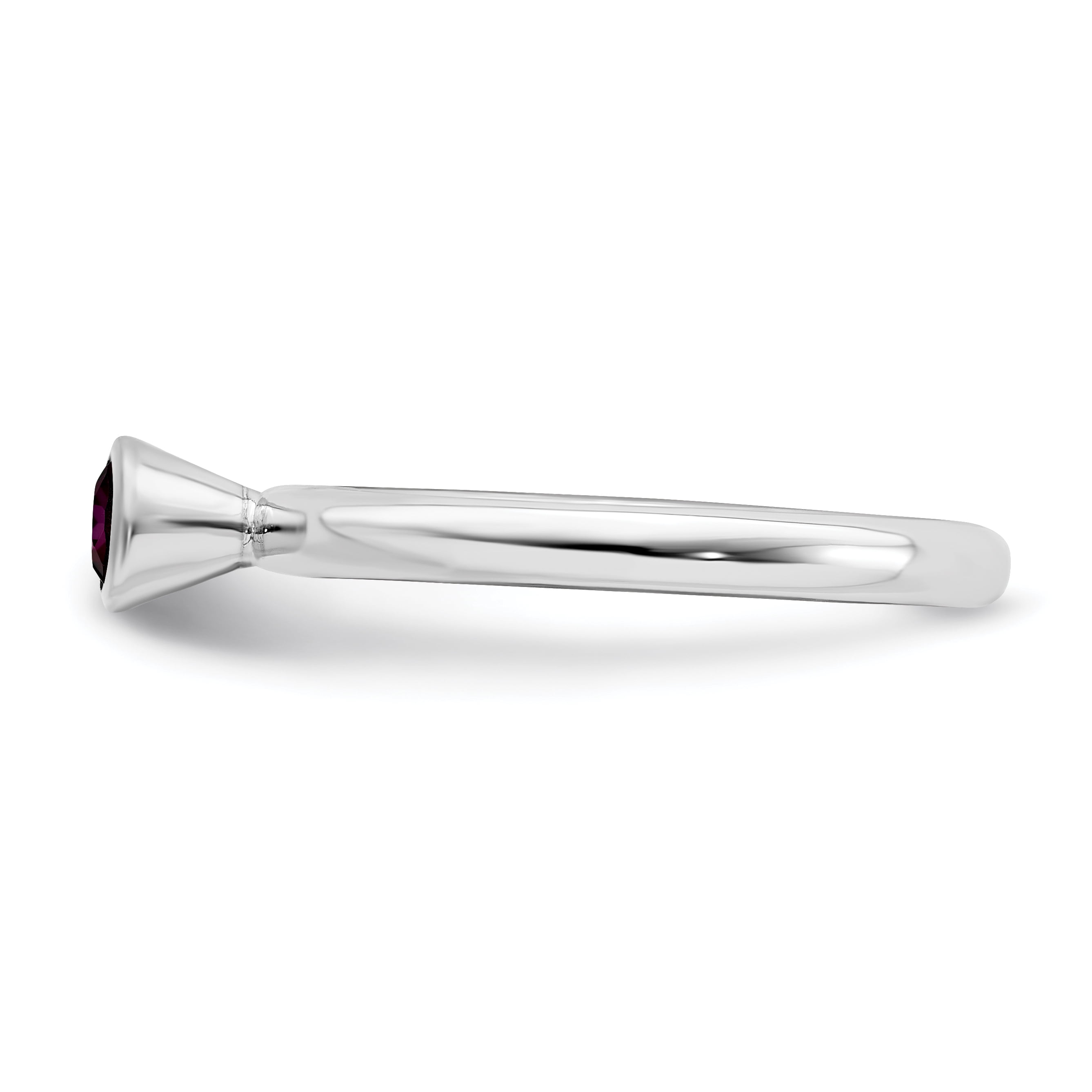 High 4mm Round Rhodolite Garnet Sterling Silver Ring