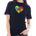 thumbnail image 3 of Big Size Autism Heart Puzzle Graphic Design Short Sleeve Cotton Jersey T-Shirt - Navy 2XL, 3 of 4