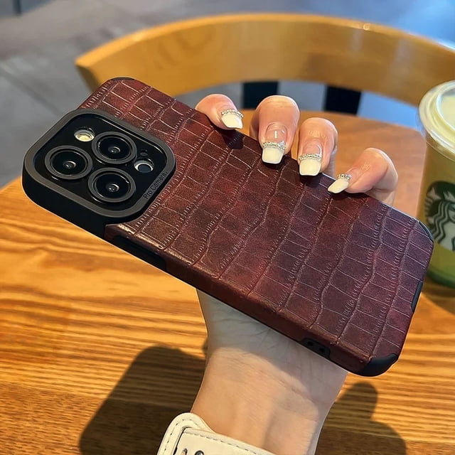 Pour Funda iphone 16 15 14 12 11 13 Pro 15Pro 16Pro Max mini X TP Max XR SE2 SE 2022 7 8 Plus Étui de Téléphone en Cuir de Crocodile Rouge iphone 13
