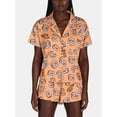 thumbnail image 3 of Michellecmm Women 2 Piece Pajamas Set Halloween Print Short Sleeves Shirt and Elastic Shorts for Loungewear Soft Sleepwear, 3 of 5
