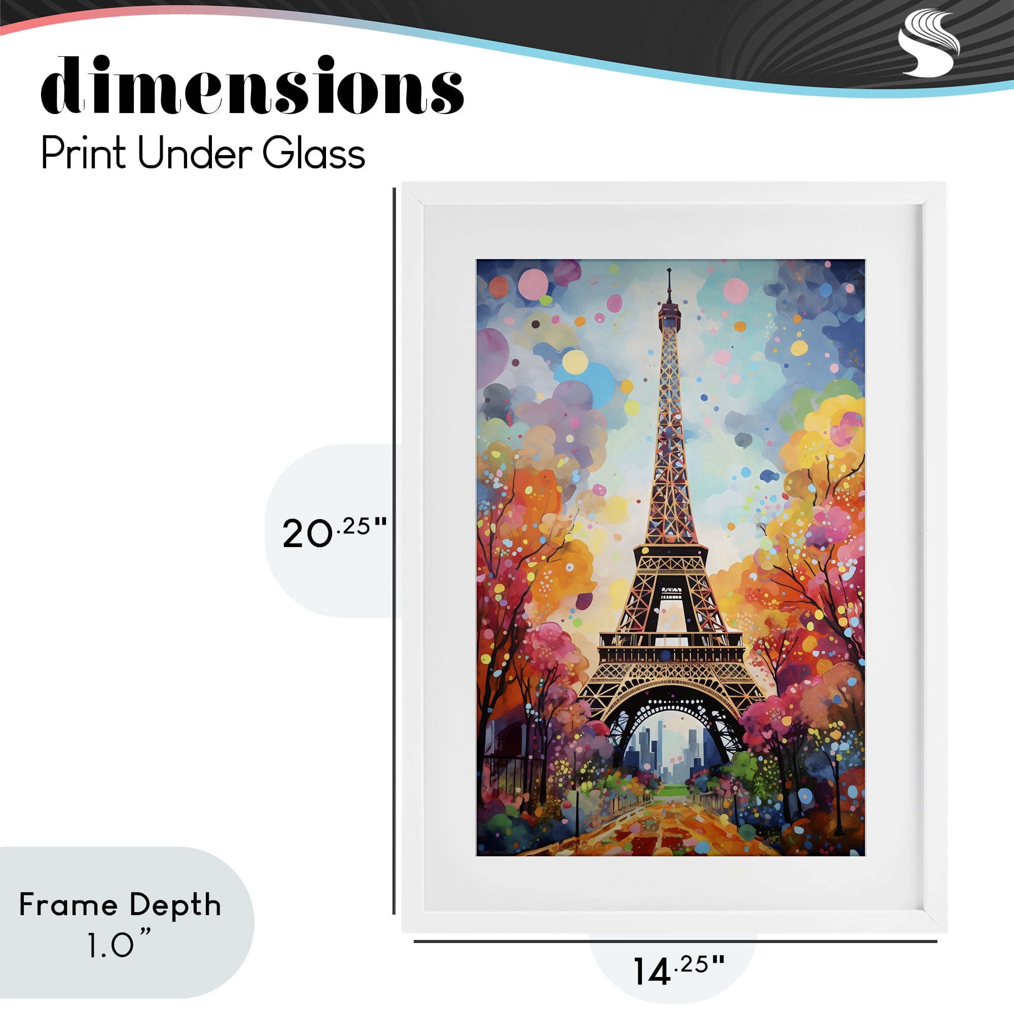 Stupell Industries Eiffel Tower with Colorful Trees White Framed Print Under Glass, design by Creative Studio