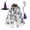 A, variant on 3-Piece Halloween Costume Set with Spider Web Mesh Cape Witch Hat and Wizard Broom for Role Play Carnival Stage Performance Party Props Accessory One Size