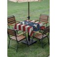 thumbnail image 4 of Outdoor Tablecloth with Umbrella Hole for Patio/Picnic/Party/Camping, Western American Flag Waterproof Table Cloth Square Cover Washable, Red White Striped Vintage (54"x 54"), 4 of 8