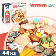 44 Sets Play Food for Kids Kitchen Toys Chinese Breakfast Food Play Set Plastic Chinese Dim Sum Toys for Kids Cooking Pretend Play, Role Play