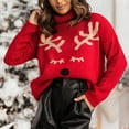 thumbnail image 2 of Lovskoo Merry Christmas Sweaters for Women 2023 Trendy Long Sleeve Pullove Round-Neck Casual Sweater Tops Red, 2 of 5