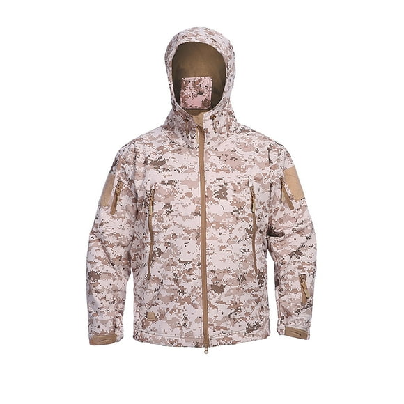 jovati Fleece Mens Jacket Mens Warm Fleece Waterproof Shark Skin Soft Shell Outdoor Jacket Camouflage
