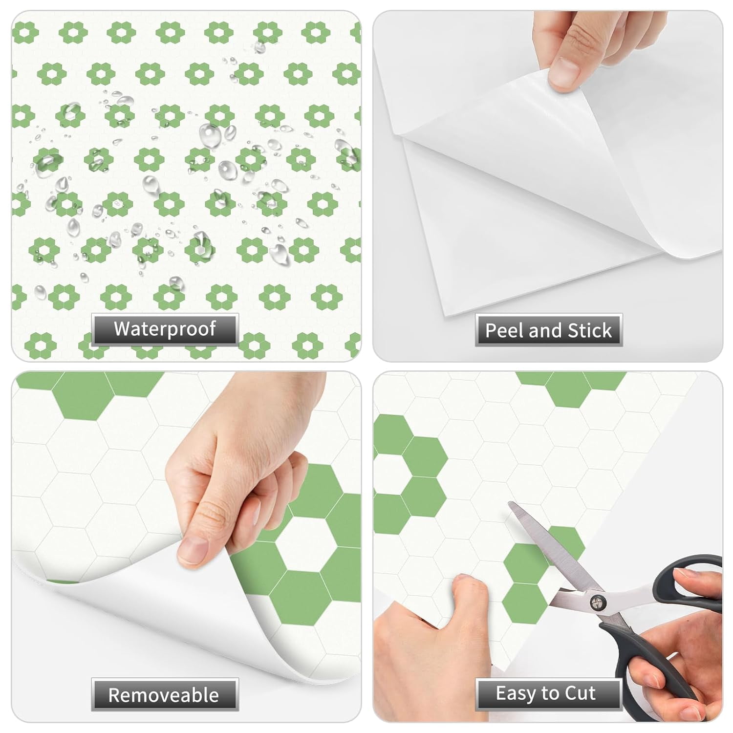 MORCART Peel and Stick Floor Tile, Vinyl Flooring Waterproof, DIY Flooring for Bathroom, Kitchen, Fireplace, Pet House, Stairs, Bedrooms, Wall(20PCS,7.87" x 7.87",light green+white)