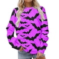 thumbnail image 1 of Chandails à Capuchon Mode pour Femmes 2023 Classique Imprimé d'Halloween Col Rond Manches Longues Chandail Ample Hauts Rabais de 50 % Liquidation Costumes d'Halloween/Noël, 1 of 4