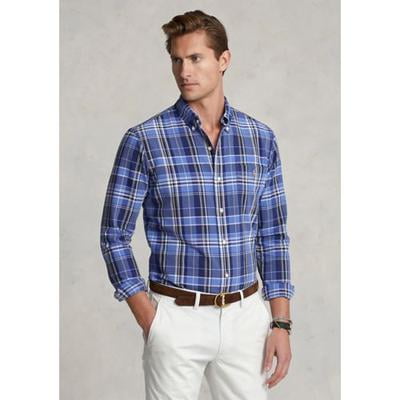 Polo Ralph Lauren Men's Classic Fit Plaid Oxford Button Down Shirt Blue Small