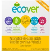 Ecover Automatic Dishwasher Tabs, Naturally-Derived and Biodegradable Dishwasher Detergent, Citrus Scent, (25) Dishwasher Cleaner Tablets, 1 Pack