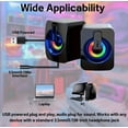 thumbnail image 3 of Computer Speakers for Desktop PC  Plug & Play USB Speaker with 2 Speaker Units  360° Stereo Surround & Dynamic RGB Light PC Speakers  USB Powered Wired Speakers for Desktop  Laptop  Proj, 3 of 5