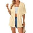 thumbnail image 3 of Gomelly Womens Cover Up Solid Cardigan Fashion Shirt Women's Baggy Holiday Tops Open Front Apricot XL, 3 of 5