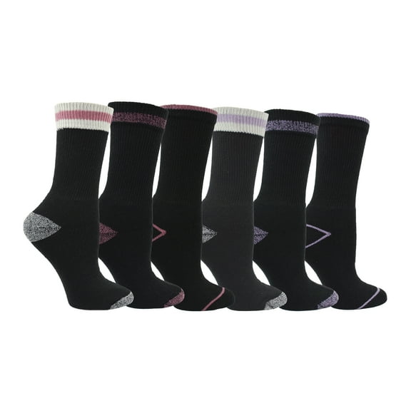 Workmate Lds 6pk Crew Sock Black Combo