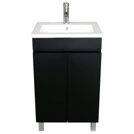 Black Bathroom Vanity Cabinet Wood Storage with Undermount ...