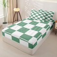 thumbnail image 2 of Erosebridal Geometric Check Print Zipper Twin Comforter Sets with Fitted Sheet and 2 Pillowcases,Green Gingham Zipper Bedding Set For Boys,4 Pieces, 2 of 7