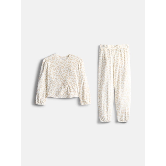 Wonder Nation Girls Velour Long Sleeve Top and Sleep Pants, 2-Piece Pajama Set, Sizes 4-18