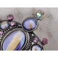 thumbnail image 3 of Rose Pink Purple Crystal Rhinestone Cat Eye Crown Pin Brooch, 3 of 4
