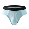 thumbnail image 2 of Big & Tall Men's 3XL Polyester Briefs - Light Blue, X Pattern, Mesh Pouch, Breathable Supportive Underwear for Daily & Workout, 2 of 4