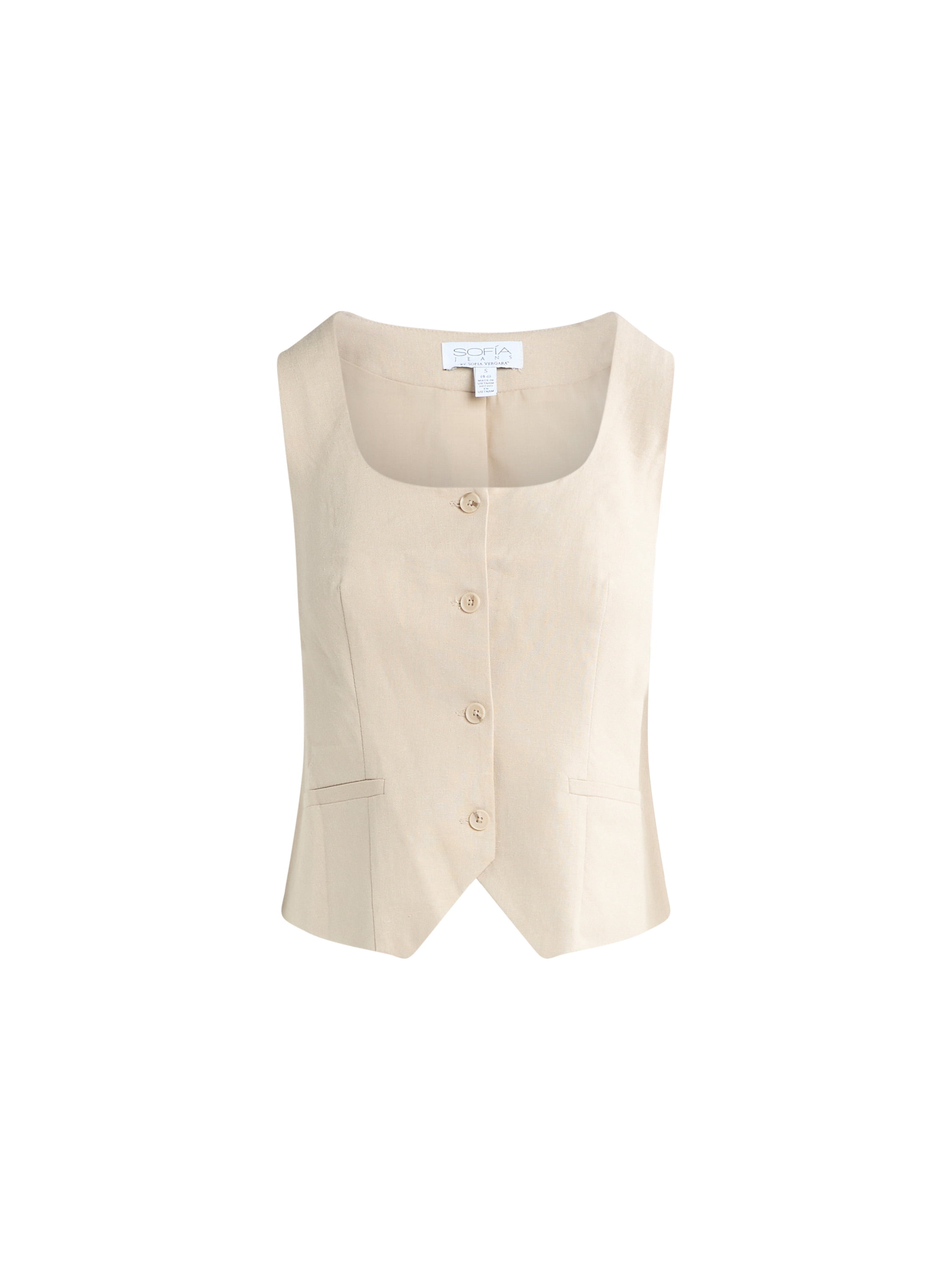 Sofia Jeans Women's Linen Blend Fitted Vest, Sizes XS-XXXL