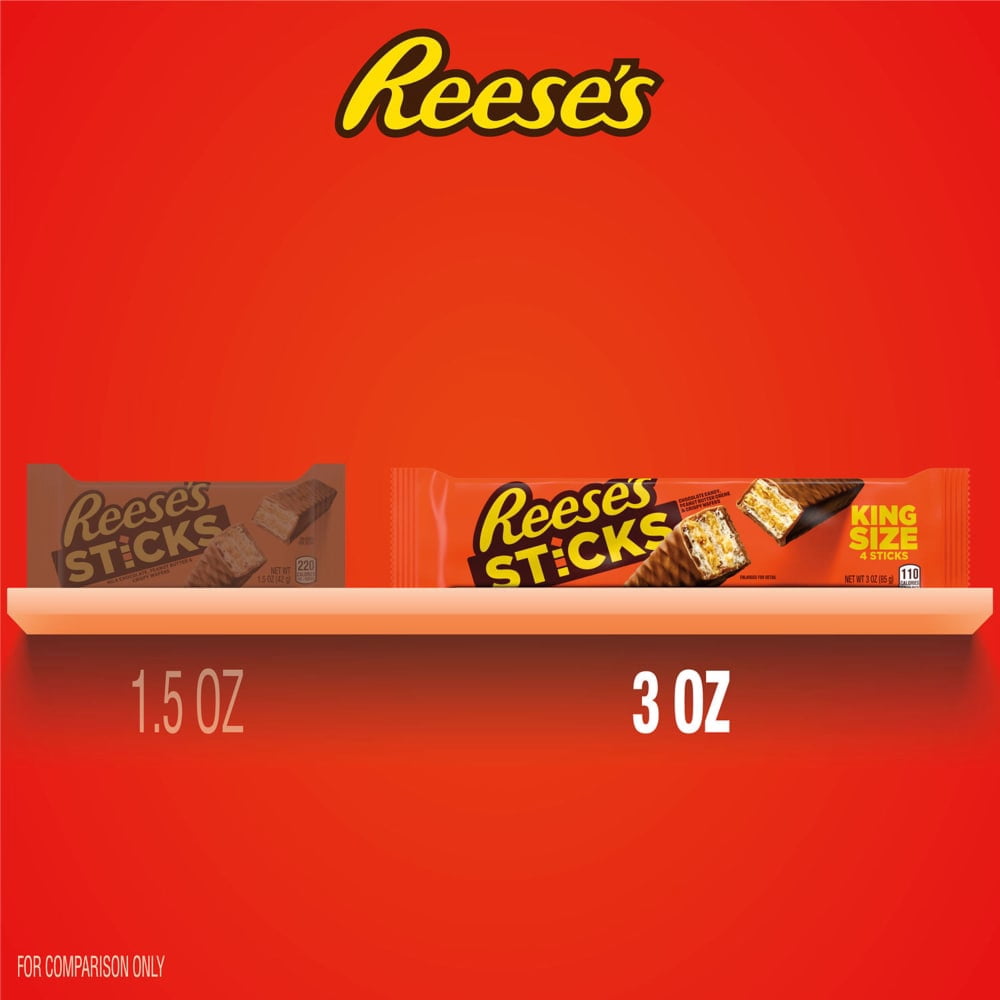 REESES STICKS Milk Chocolate Peanut Butter Wafer King Size Candy Pack 3 oz - 5 Pack