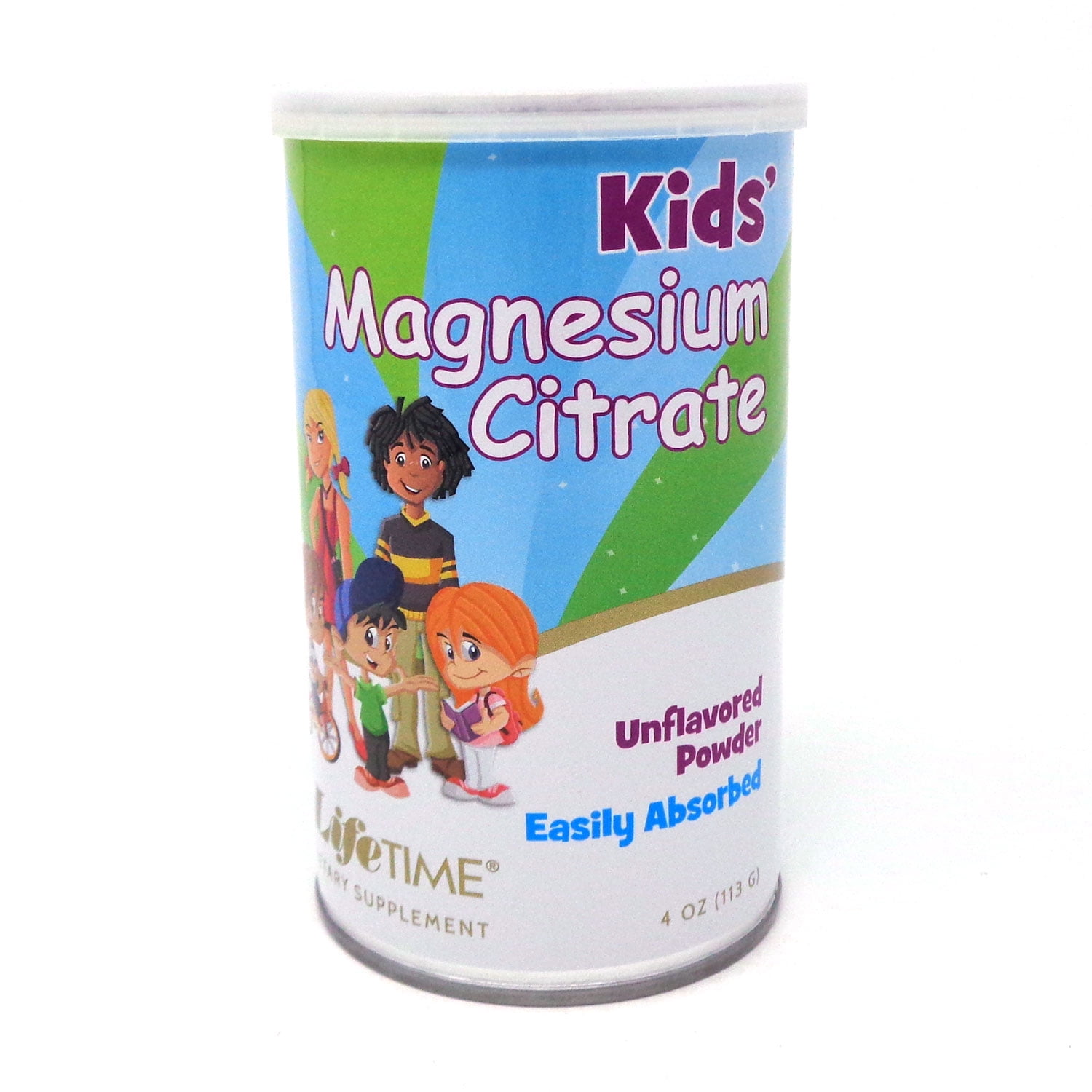 LifeTime Magnesium Citrate for Kids Fine Powder Unflavored (Can) 200mg