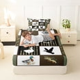 thumbnail image 4 of Feelyou Hunting Deer Bass Fish Animal Twin Sheet Sets for Men Boys, Rustic Woodland Plaid Bedding, Green Brown, 3pcs, 4 of 5