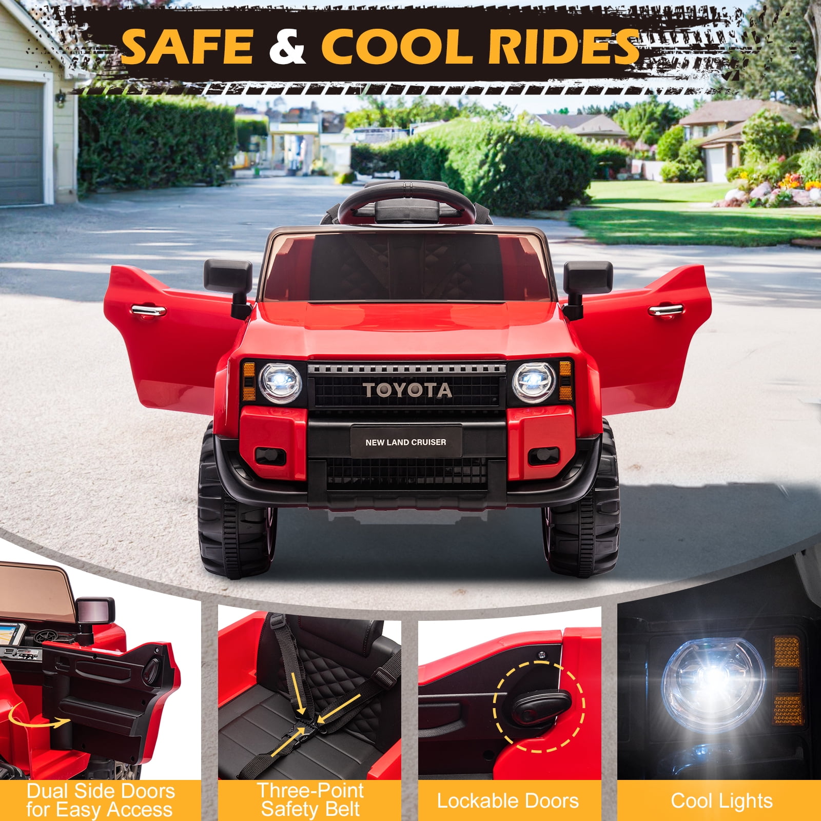 UBesGoo 12V Ride On Car Toys, Licensed Toyota Kids Powered Electric Car with Remote Control for Girls Boys, Red