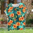 thumbnail image 5 of Xdegoge Cotton Linen Tunic Tops for Women Crewneck Short Sleeve Floral Print Shirts Asymmetrical High Low Hem Side Button Blouse Casual Summer Daily Flowy Loose Tees for Leggings, 5 of 5