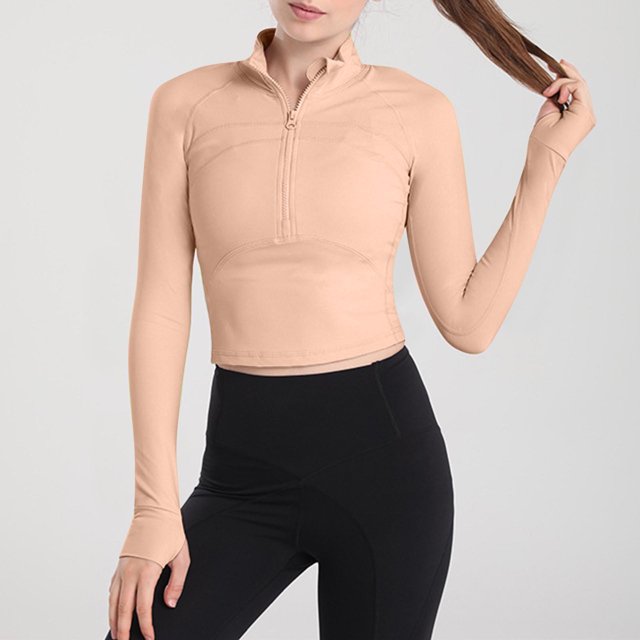 Sentmoon Chandails à Fermeture Éclair Manches Longues Hauts pour Femmes Col Rond Chandails de Gym à Manches Longues pour Femmes Grande Taille Actif Mode pour Femmes Rose P Aubaines du Jour Liquidation