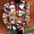 thumbnail image 4 of BLTIBY Christmas Shirt for Men Button Down Long Sleeve Lapel Shirts Cats Printed Casual Holiday Beach Shirts Top Multicolor 8 3XL, 4 of 8