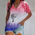 thumbnail image 2 of Loose Tank Tops For Women Women Tie Dye T Shirt V Neck Short Sleeve Shirts Gradient Color Tee Casual Dandelion Print Top Fashion Blouse Tops Blouse Tunics Apparel T, 2 of 8