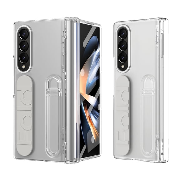 Dteck Wrist Strap for Samsung Galaxy Z Fold 4 Case with Kickstand & Screen Protection, Shock-Absorption Hinge Protection PC Case Cover with Handle for Samsung Galaxy Z Fold 4,Clear