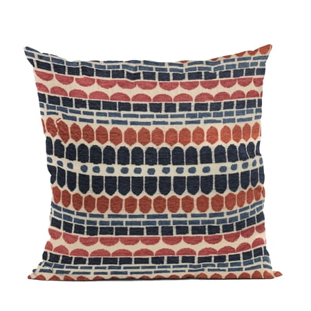 Plutus Brands Red Blue Plutus Harmony Border Luxury Throw Pillow 18 in x 18in Double Sided 18 x 18