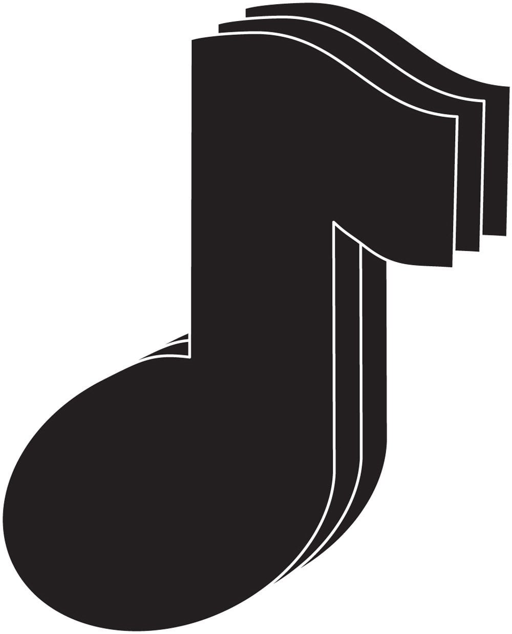 Large Single Color CutOut Music Note