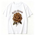 thumbnail image 2 of Womens Graphic Tees Short Sleeve T Shirts | Loose Casual Tops for Teen Girls, Wild Bloom Leopard Rose Vintage Graphic T-shirts, 2 of 5