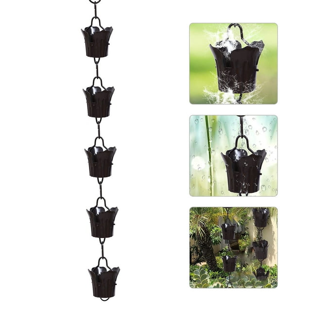 WEUVEB Gutter Rain Chain Rain Chain Fittings Black 1Pack Metal Drainage Solution