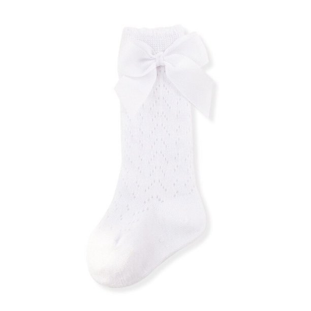 Calcetines hasta la rodilla de malla para bebé, medias finas de algodón peinado con lazo de princesa para niña recién nacida, primavera y verano