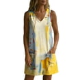 thumbnail image 6 of Guieoi Womens Dresses Plus Size Summer Sleeveless V-Neck Casual Dress with Pockets, Loose-Fit Casual Yellow S, 6 of 7