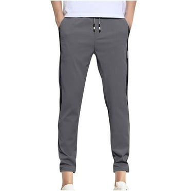 Mens Drawstring Pants Elastic Waist Loose Sports Casual Pants with Stripes