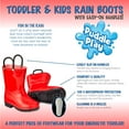 thumbnail image 2 of Puddle Play Toddler and Kids Waterproof Rain Boots with Easy-On Handles - Size 11 Little Kid - Red with Black Trimming - by, 2 of 4
