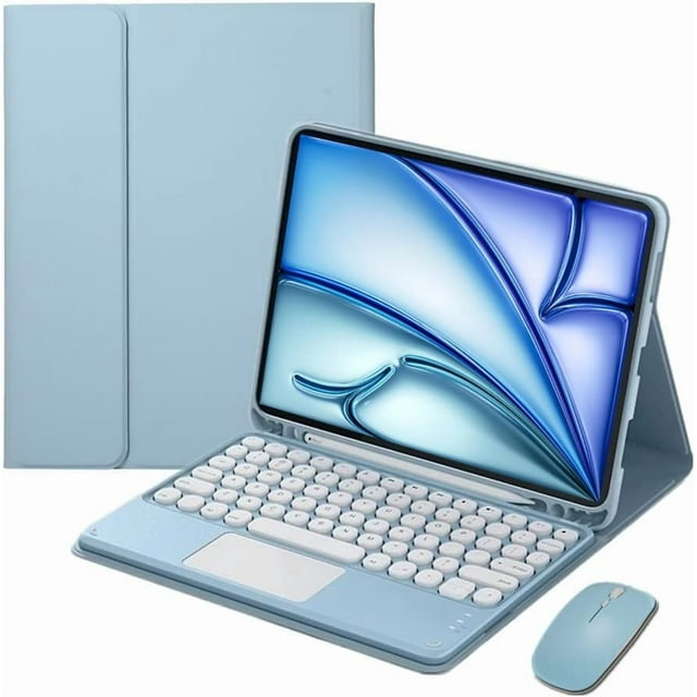 Funda con teclado táctil para iPad Air de 11 pulgadas M3 (2025) / M2 (2024), iPad Air 5ta (2022) / Air 4ta generación (2020) de 10,9 pulgadas, con mouse - Teclado Bluetooth táctil magnéticamente