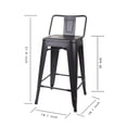 thumbnail image 3 of Leejay Black 24 inch Low Back Counter Height Metal Barstool, Set of 6, 3 of 5