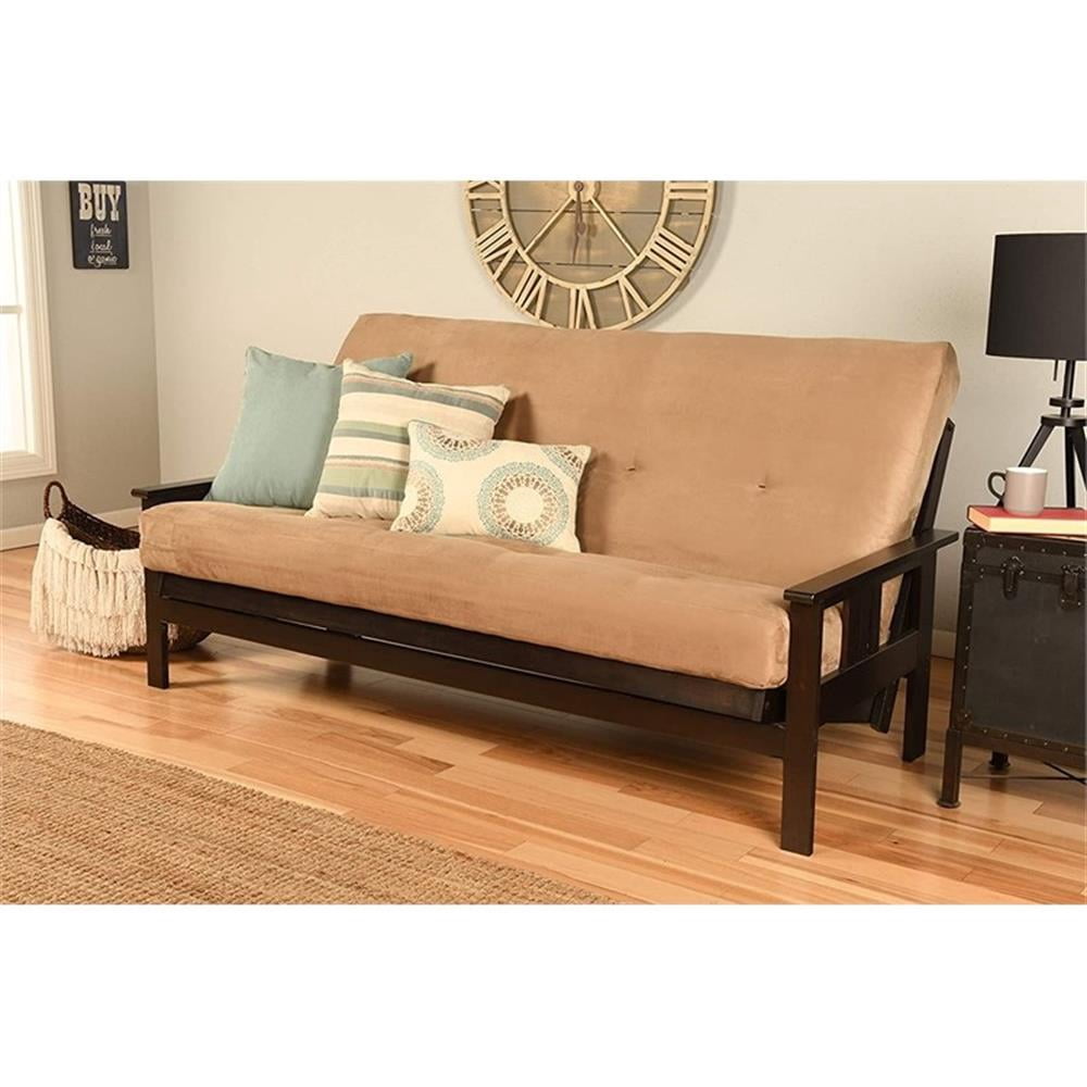 Pemberley Row Suede Fabric Brown Futon Mattress Rectangular Effortless Conversion Full Size 75"x54"x8"