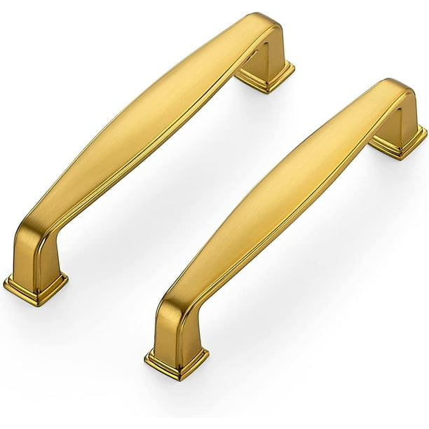 Zoizocp 10 Pack Solid 33/4 Inch Kitchen Handles Brushed Brass Pulls Drawer