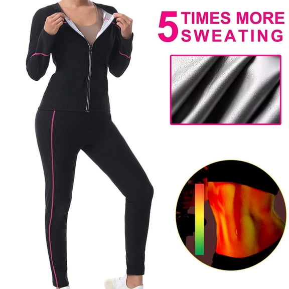 Warop Women's Plus Size Sweat Workout Suit, Sauna Hot Yoga Fitness with Sweat Enhancement, For Running Exercise and Gym Training