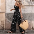 thumbnail image 4 of EASYBRA Sleeveless Polka Dot Jumpsuit High Waisted Wide Leg Resort Vacation Outfit Black S M L XL, 4 of 8