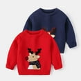 thumbnail image 3 of XIMIN Toddler Boys Girls Ugly Christmas Reindeer Sweater Long Sleeve Pullover Shirts Graphic Crewneck Knit Pullover Sweaters Cotton Winter Cute Clothes, 3 of 3
