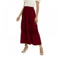 thumbnail image 5 of Women's 2023 Summer Casual Boho Elastic High Waist Solid Color Pleated Beach Maxi Skirt, 5 of 9